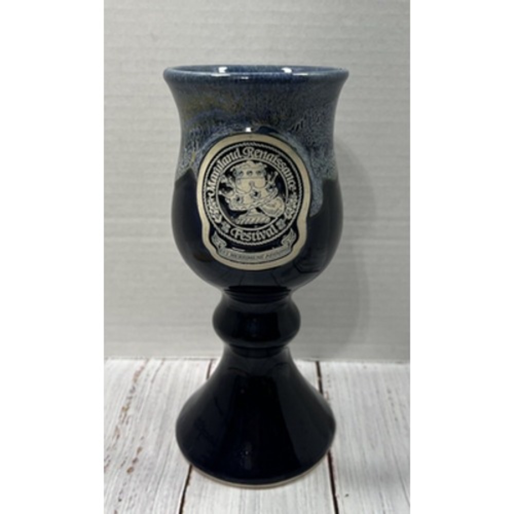 Maryland Renaissance Festival Handcrafted Goblet Mug 2005 Blue Pottery